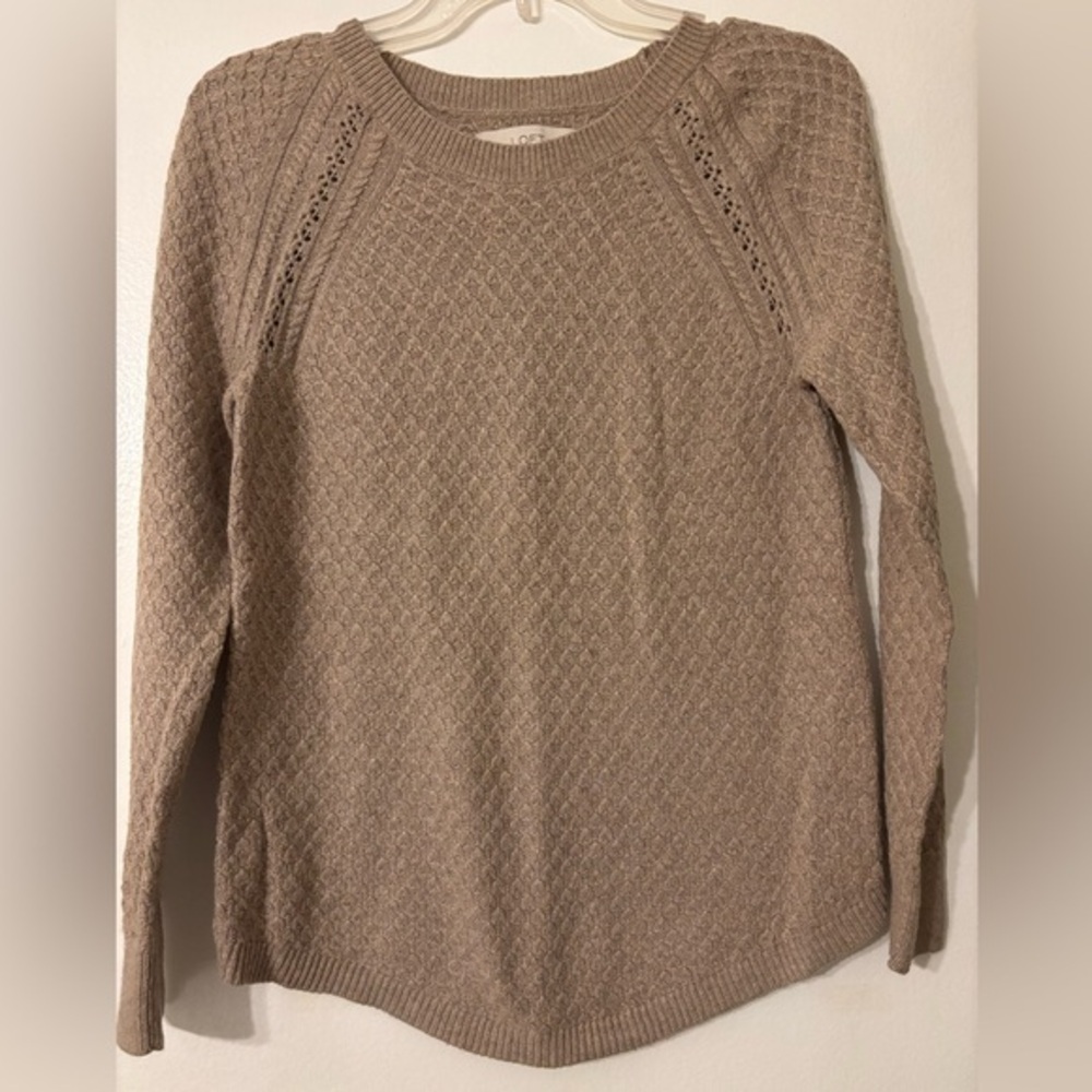 LOFT Women's Beige Crew Neck lightweight Sweater size small